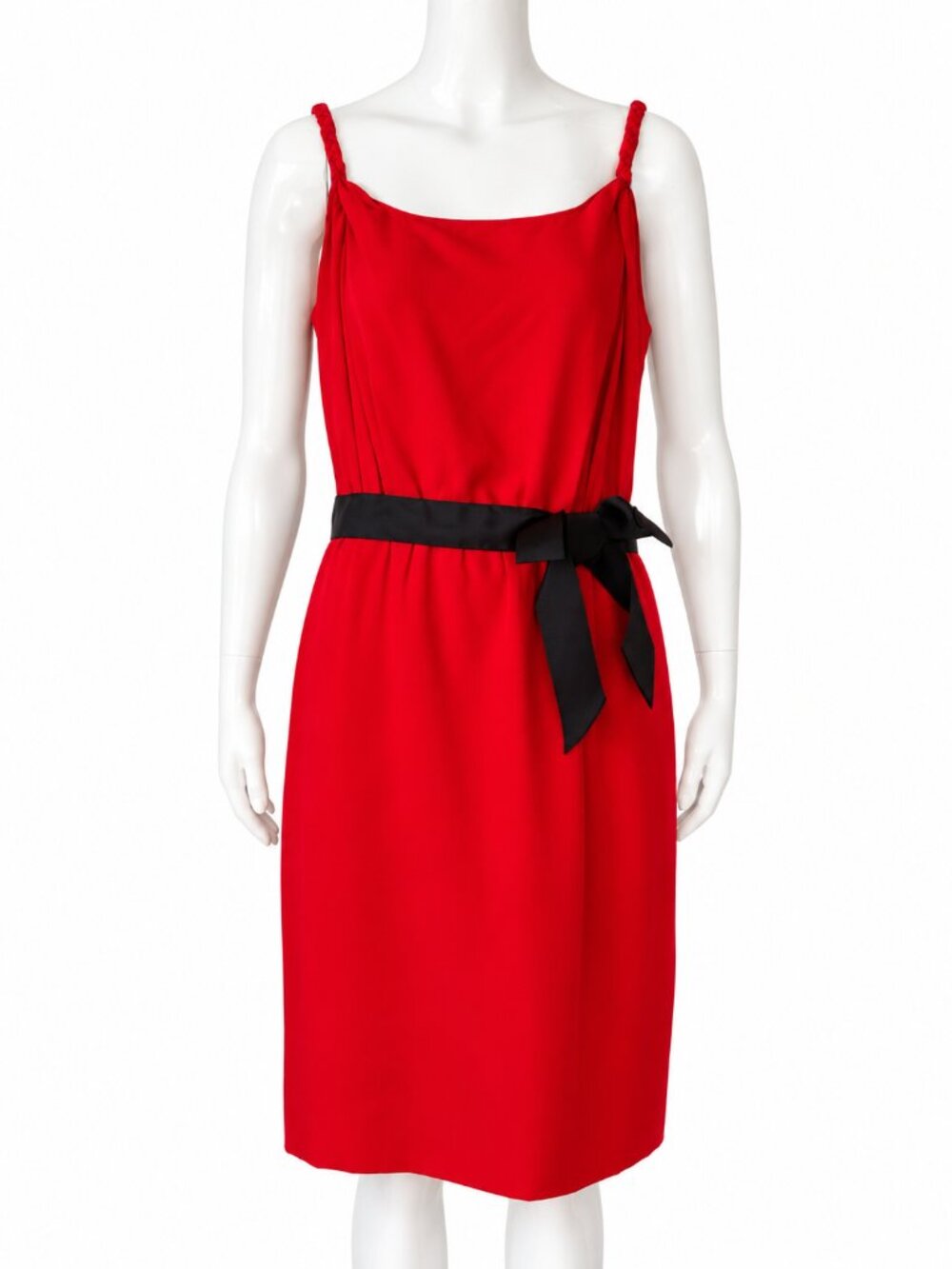 Moschino Cheap and Chic Red Silk Dress Black Bow IT 44 US 10